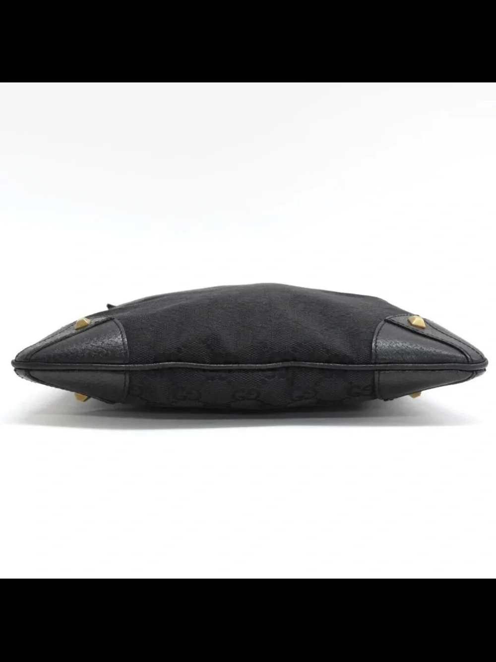 Gucci Black GG Canvas Messenger Bag with Gold Stud Accents